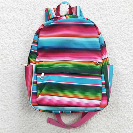 BA0041 Blue and Green Colorful Striped Backpack