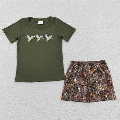GSSO0252/ BSSO0238 Embroidery Three Rice Duck Green Flying Sleeve short
