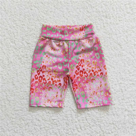 SS0028 Girls Rose Red Leopard Print Cycling Pants