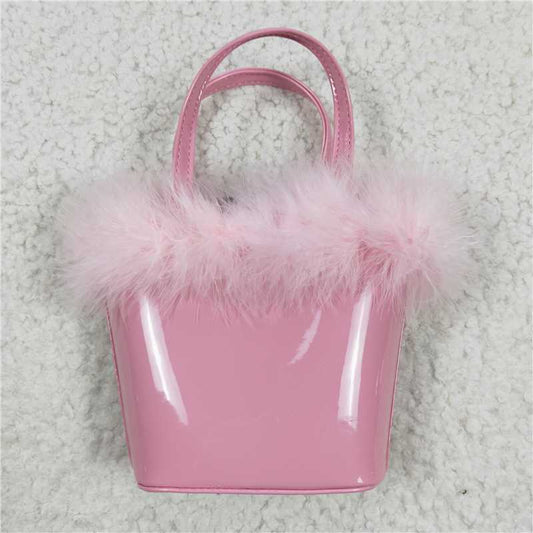 BA0028-M Girls Pink Fashion Furry Leather Bag