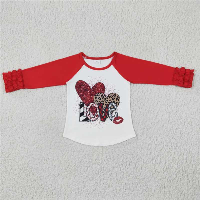 GT0072 Girl Valentine's Day LOVE red leopard print love long