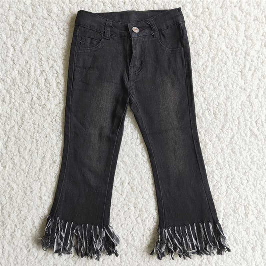 D4-30 Girls Black Tassel Jeans