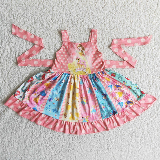 A9-14 Girls Sleeveless Dot Princess Twirl Dress