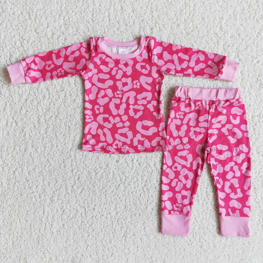 6 A29-20 Baby Girls Hot Pink Spot Long Sleeve  Pajamas