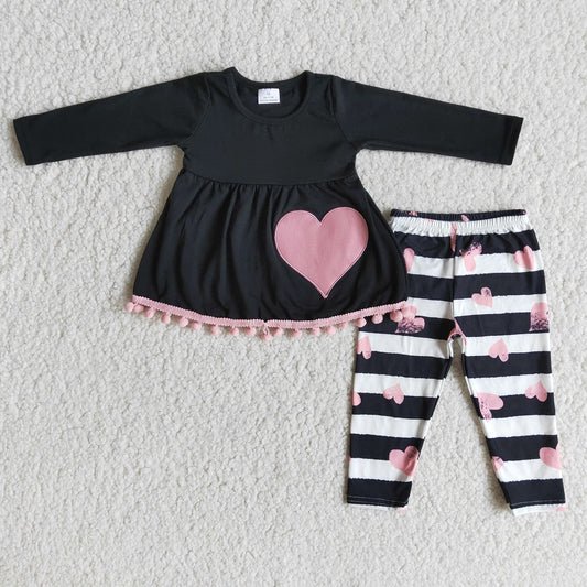 6 A27-29 Girls Embroidered Love Heart Outfits