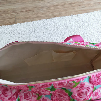 BA0025-M Hot Pink Rose Flower Luggage Travel Bag