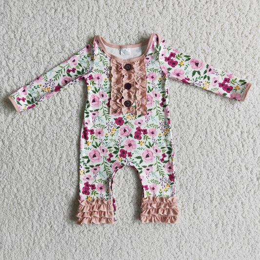 6 A22-3 Girls Floral Long Sleeve Romper