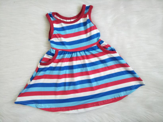 A1-13-2 Striped Sleeveless Girls Dress