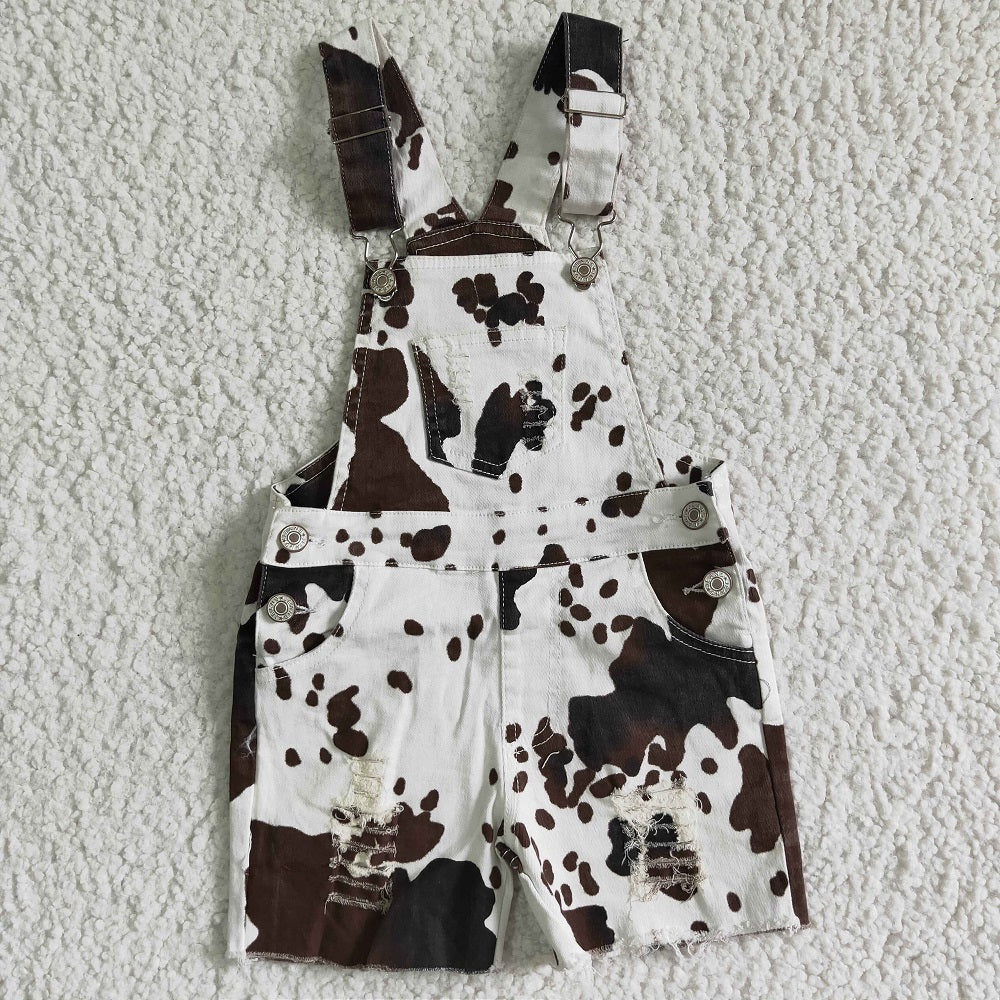 SS0019 Girls Cow Denim Short Overalls