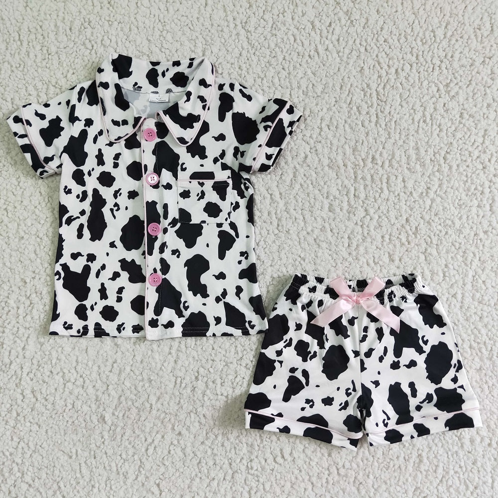 GSSO0113 Summer Girls Cow Shorts Pajamas