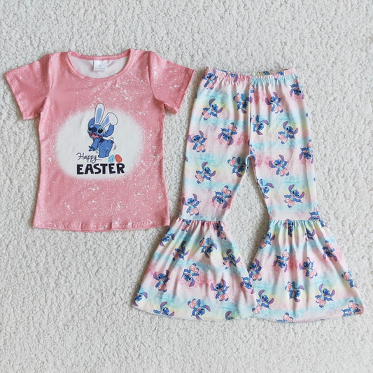 E9-19 Easter Bunny Cartoon Baby Girls Bell Outfits