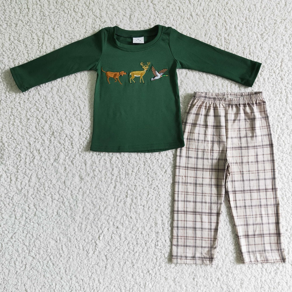 BLP0064 Boy Embroidered Dog Deer Duck Outfit