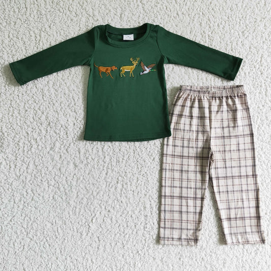 BLP0064 Boy Embroidered Dog Deer Duck Outfit