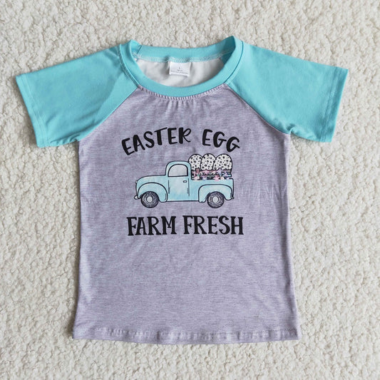 E7-15 Easter Egg Boys Raglan Shirts Truck Top Clothes