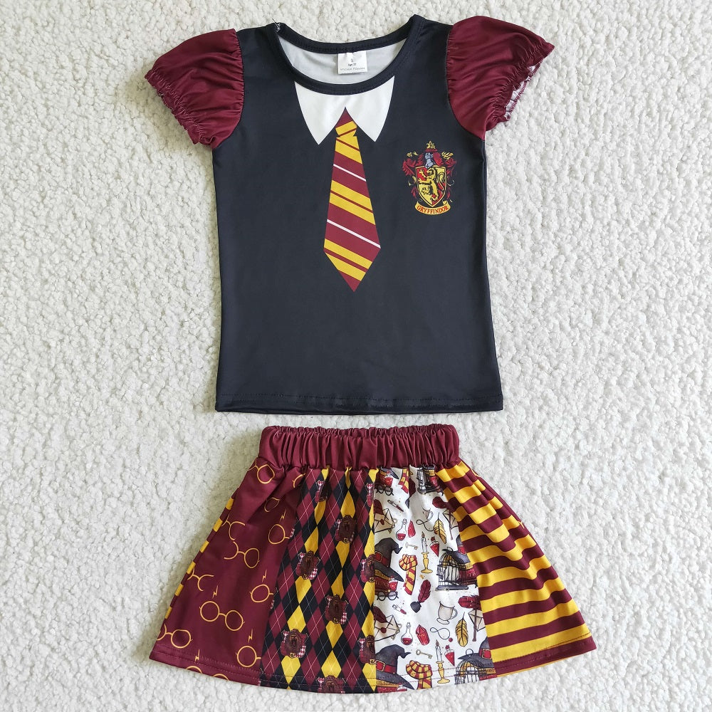 GSD0103 / BSSO0083 Sibling Striped Tie School Shorts Skirt Outfit