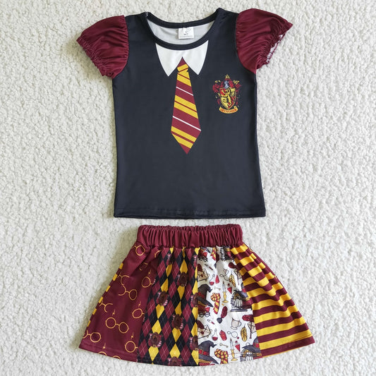 GSD0103 / BSSO0083 Sibling Striped Tie School Shorts Skirt Outfit
