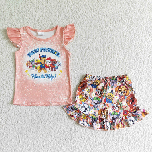 GSSO0085 Girls Dog Shorts Outfit