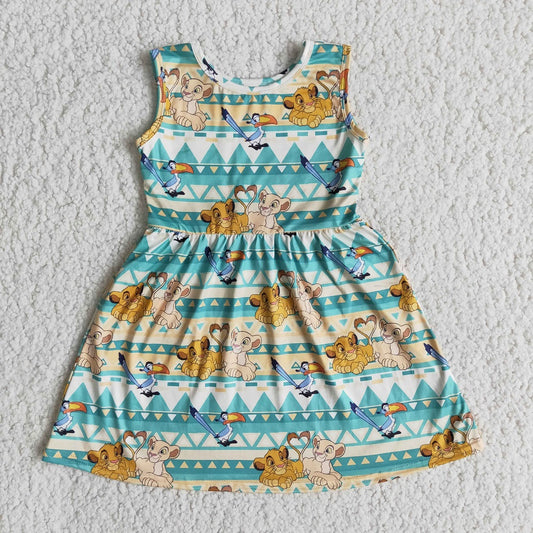 E13-1 Girls Sleeveless Lion Dress