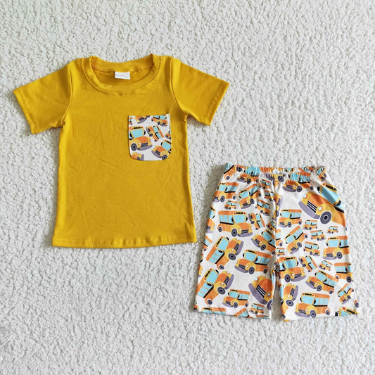 GSSO0075 / BSSO0041 Boys School Bus Shorts Outfit