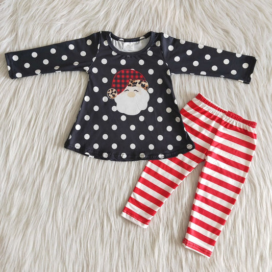 6 B7-1 Christmas Girls Santa Striped Leggings Outfits