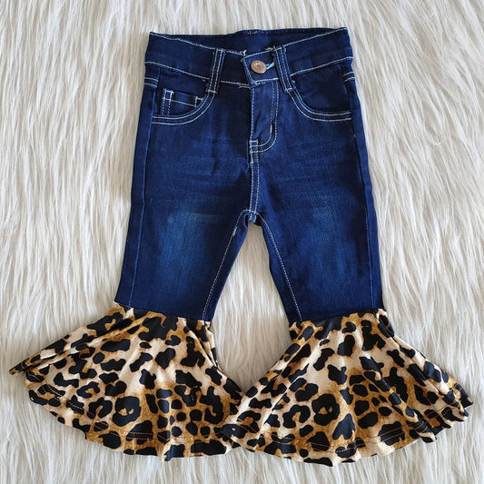 C15-26-2 Girls Blue Leopard Bottom Jeans