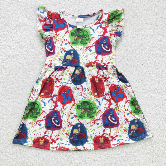 GSD0172 Girl Tie Dye Cartoon Pearl Dress