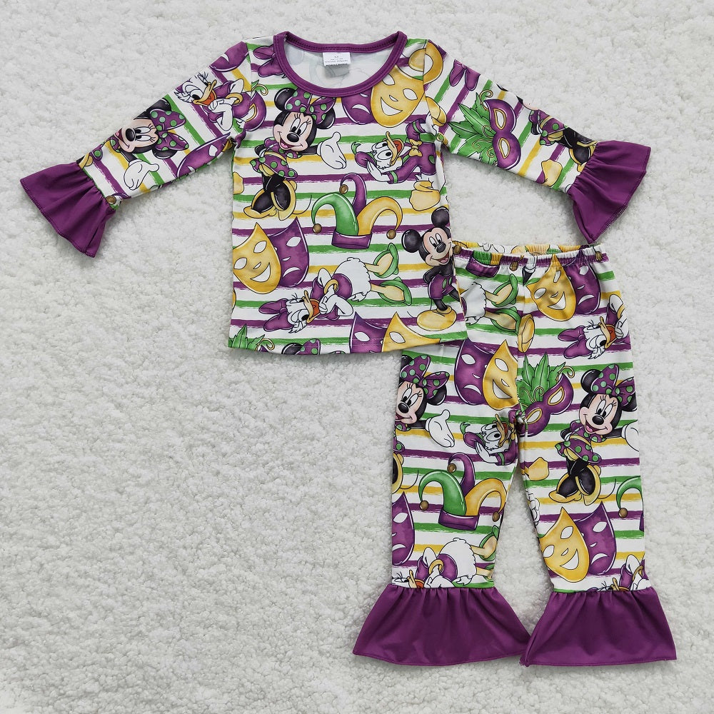 GLP0344 / BLP0139 Sibling Kids Purple Mardi Gras Long Sleeve Pajamas