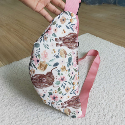 BA0006-M Floral Highland Cow Purse