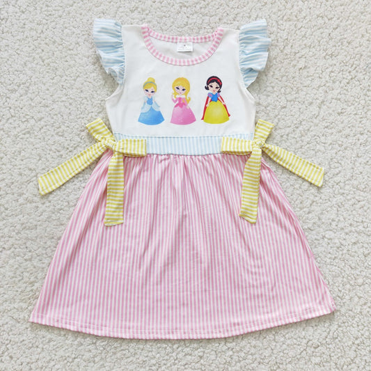 GSD0176 Girl Pink Princess Striped Dress