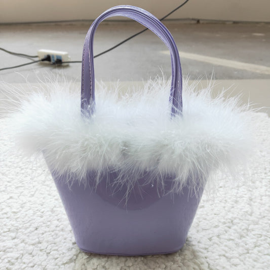 BA0032-M Girls Purple Fashion Furry Leather Bag