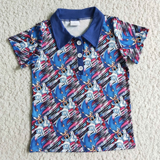 BT0027 Boys Blue Cartoon Shirts