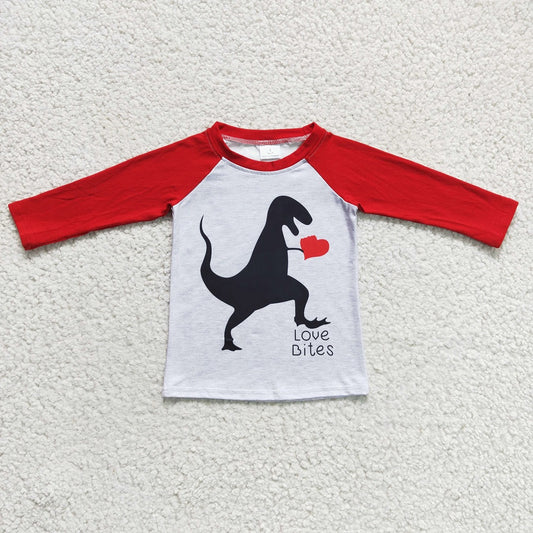 6 B12-7 Valentine Boys Dinosaur Love Heart Shirts