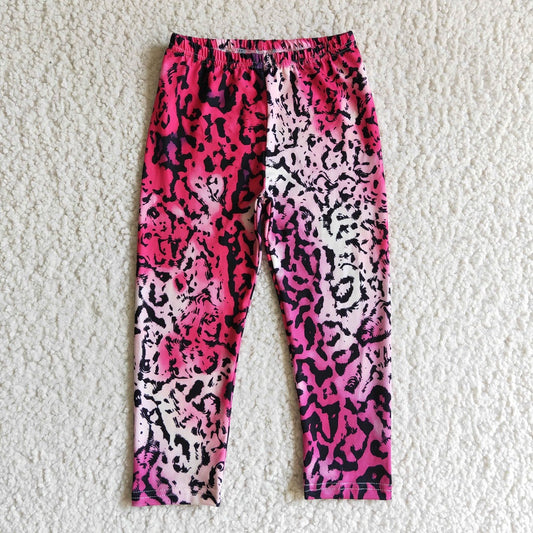 P0014 Girl Pink Tie Dye Leopard Leggings