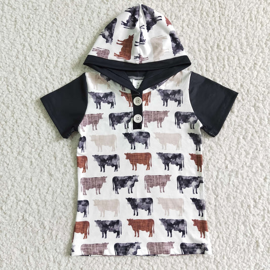BT0009 Boy Cow Hooded Shirt