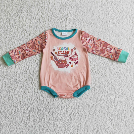 LR0122 Baby Cereal Killer Milk Long Sleeve Romper