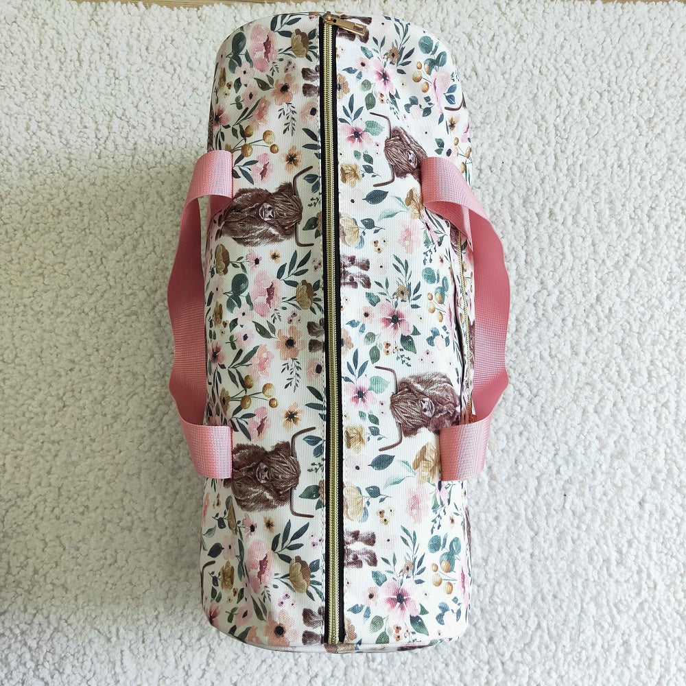 BA0008-M Floral Cow Luggage Travel Bag
