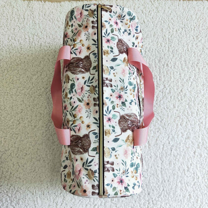 BA0008-M Floral Cow Luggage Travel Bag