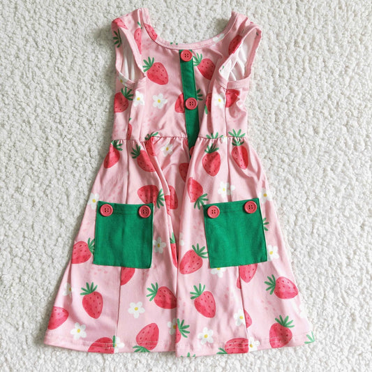 GSD0037 Girls Strawberry Sleeveless Dress