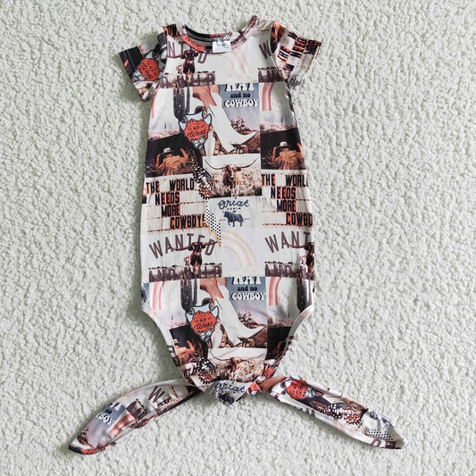 NB0009 Newborn Baby Western Cowboy Sleeper Gown