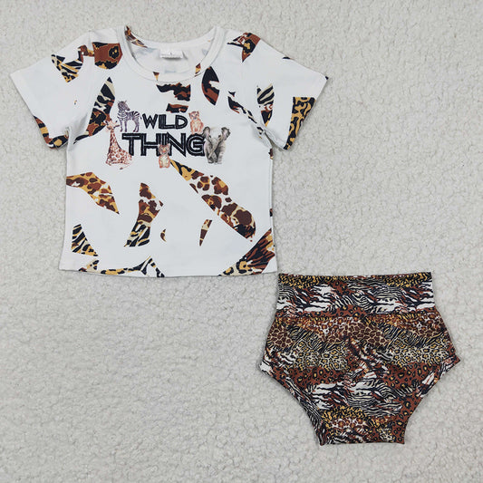 GBO0096 WILD THING leopard print short sleeve briefs suit