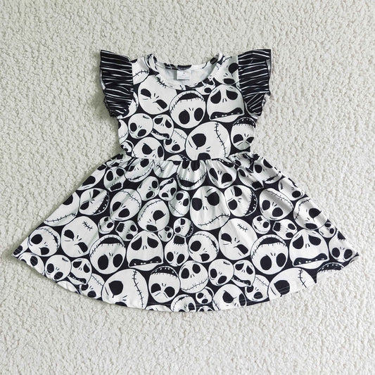 GSD0107 Halloween Girls White Skull Dress