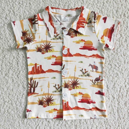 BT0015 Boys Western Cactus Shirt