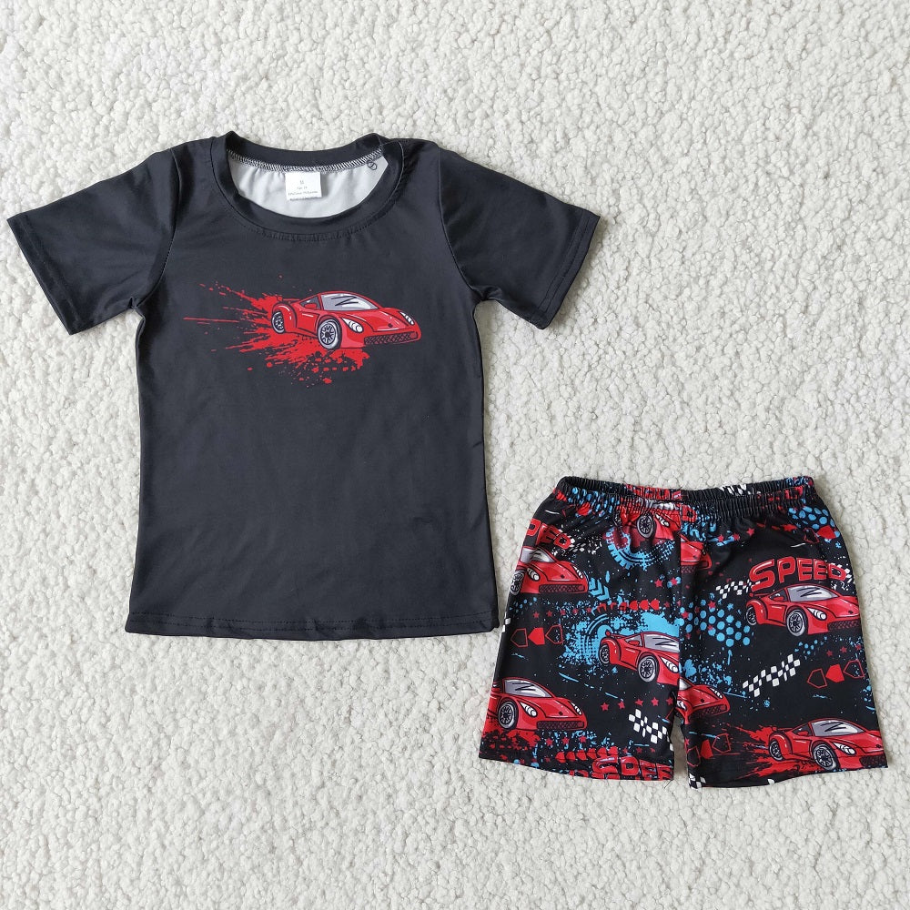 B0-27 Boys Car Shorts Outfit