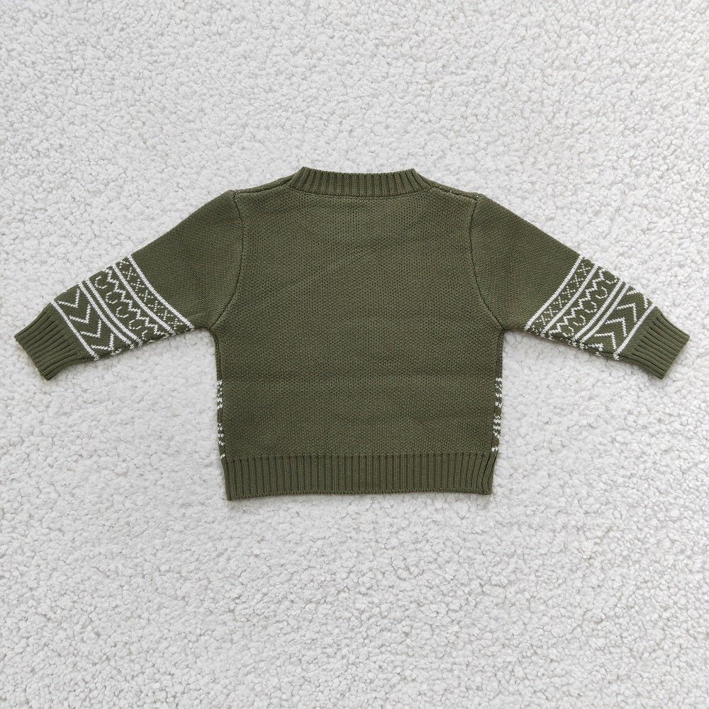 BT0178 Christmas Kids Green Deer Sweater