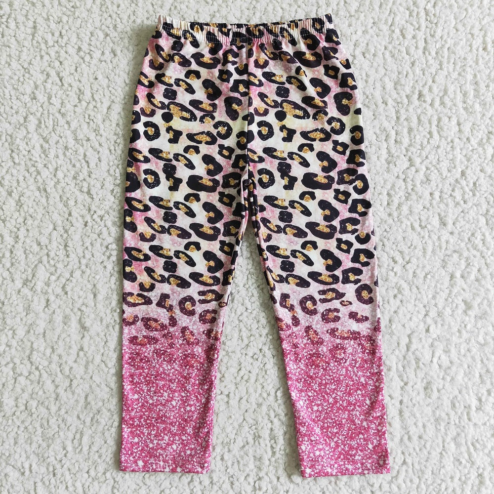 P0016 Girl Pink Leopard Leggings