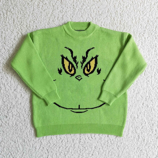 BT0099 Baby Children Christmas green cartoon face woolen sweater