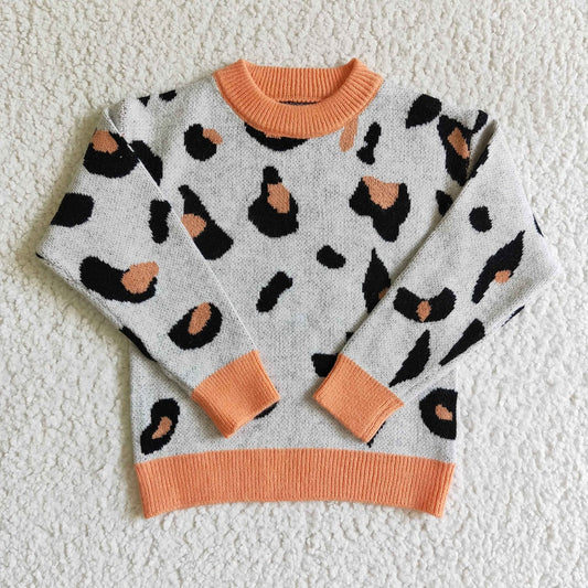 GT0041 Girl Orange Leopard Sweater