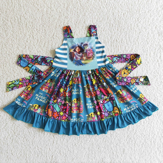 GSD0017 Girls Sleeveless Cartoon Twirl Dress