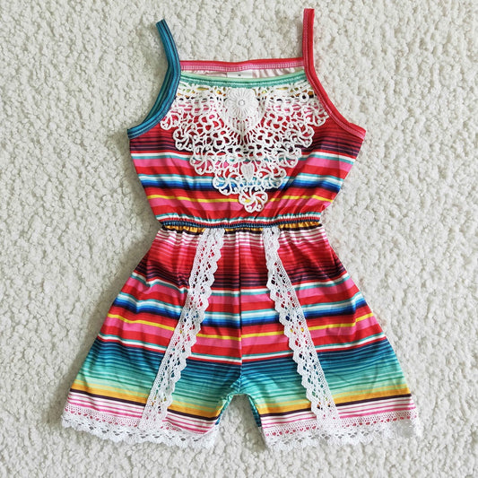 A7-1 Girls Colorful Striped Jumpsuit