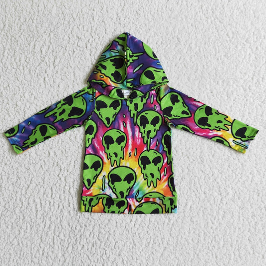 BT0049 Halloween Girl Scream Skull Hooded Shirt